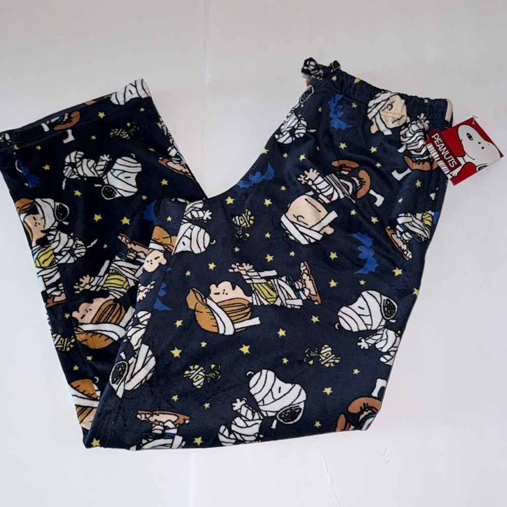 Peanuts Men's Halloween Minky Fleece Sleep Pajama Pants Mummy Snoopy Sz M